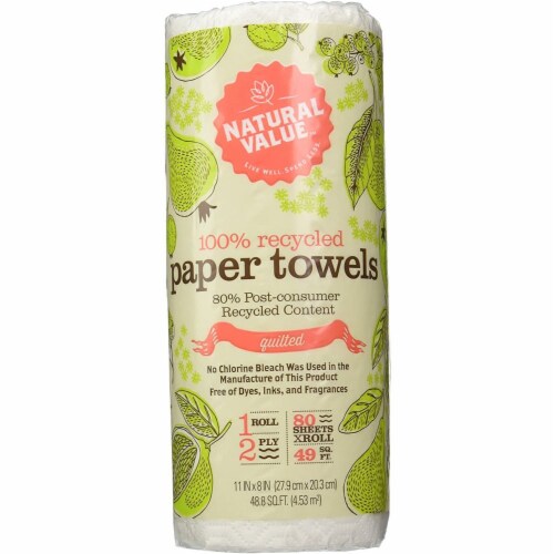 Natural Value - Paper Towel Single 2ply - Case of 30 - 80 CT Perspective: front