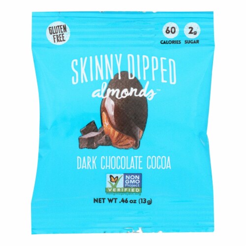 Skinnydipped - Dip Almond Mini Dark Chocolate Cocoa - Case of 24-0.46 oz. Perspective: front