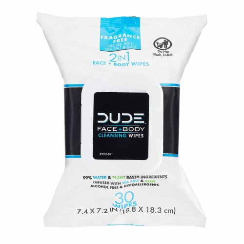 Dude Wipes - Face Wipes - Fragrance Free - 30 ct. Perspective: front