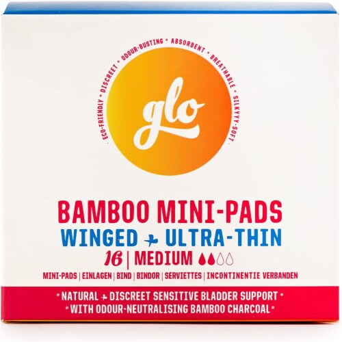 Glo - Pads Mini Bmboo Sens Bldr - Case of 12-16 Count Perspective: front