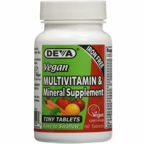 Deva Vegan Vitamins - Multivit Tny Tablets W/o Iron - 90 Tablets Perspective: front