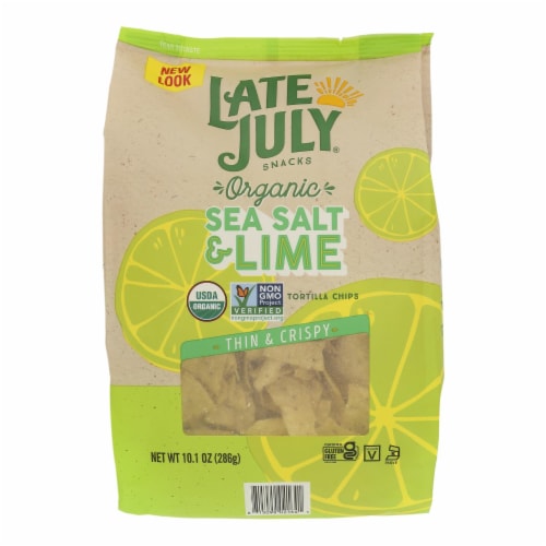Late July Sea Salt And Lime Thin Crispy Tortilla Chips Perspective: front