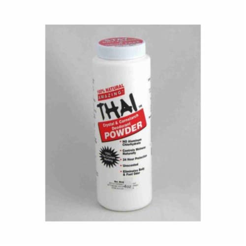 Thai Deodorant Stone Crystal And Corn Starch Deodorant Body Powder - 3 oz. Perspective: front