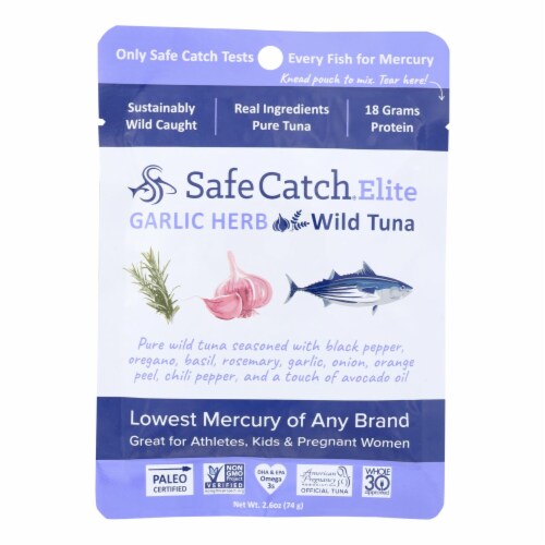 Safe Catch - Tuna Garlic Herb Pouch - Case of 12 - 2.6 oz. Perspective: front