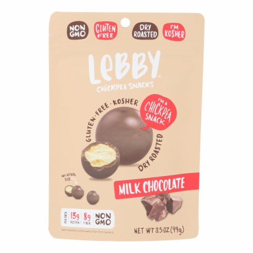 Lebby Snacks - Chickpea Snacks Milk Chocolate - Case of 6 - 3.5 oz. Perspective: front