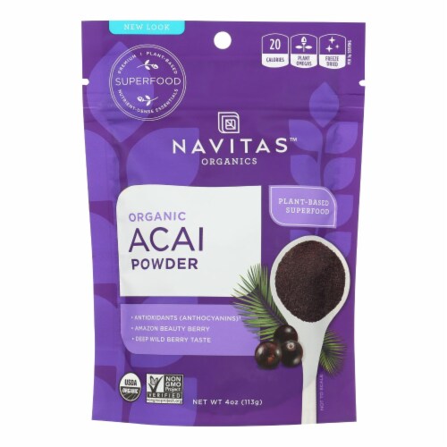 Navitas Naturals Acai Powder - Organic - Freeze-Dried - 4 oz - case of 12 Perspective: front