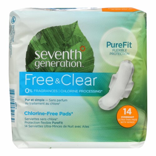 Seventh Generation - Free and Clear Pads - Overnight - Case of 6 - 14 Count Perspective: front