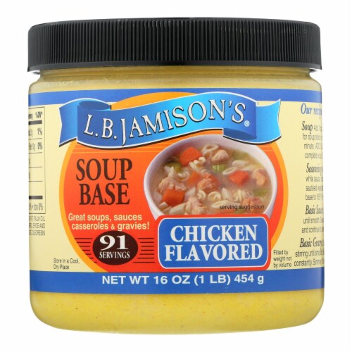 Jamison Soup Base - Chicken - Case of 6 - 16 fl oz. Perspective: front