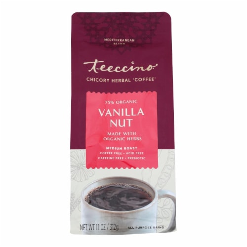 Teeccino Mediterranean Herbal Coffee Vanilla Nut - 11 oz - Case of 6 Perspective: front