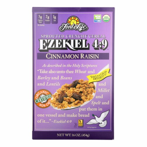 Food for Life® Ezekiel 4:9 Cinnamon Raisin Sprouted Organic Cereal Perspective: front