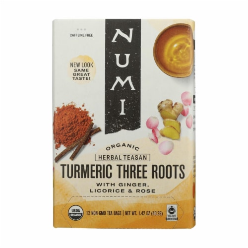 Numi Tea - Organic - Turmeric - Three Roots - 12 Bags - Case of 6 Perspective: front