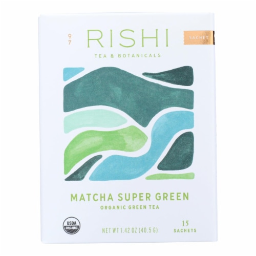Rishi Green Tea Blend - Matcha Super - Case of 6 - 15 Bags Perspective: front