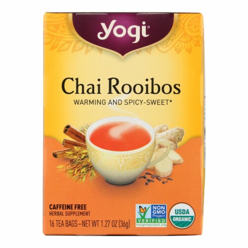 Yogi Organic Herbal Tea Caffeine Free Chai Rooibos - 16 Tea Bags - Case Of 6 Perspective: front