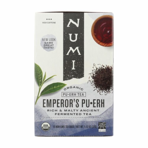 Numi Emperor's Puerh Black Tea - 16 Tea Bags - Case of 6 Perspective: front