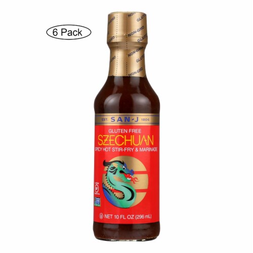 San - J Cooking Sauce - Szechuan - Case of 6 - 10 Fl oz. Perspective: front