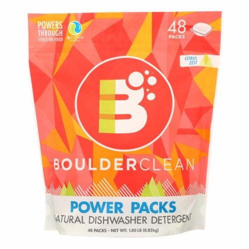 Boulder Clean Power Packs Natural Dishwasher Detergent Effectively - Case of 6 - 1.8 LB Perspective: front