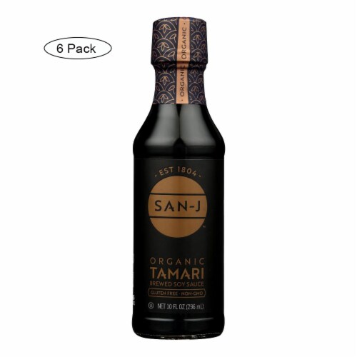 San - J Tamari Soy Sauce - Organic - Case of 6 - 10 Fl oz. Perspective: front