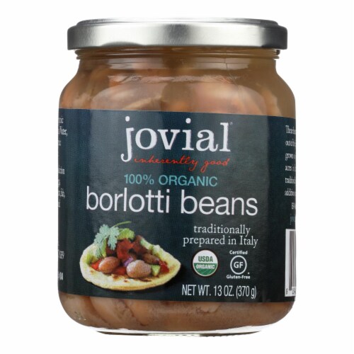 Jovial - 100 Percent Organic Borlotti Beans - Case of 6 - 13 oz. Perspective: front