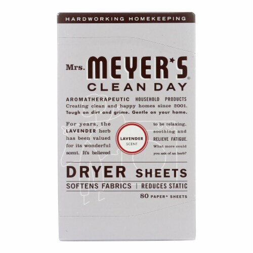 Mrs. Meyer's Clean Day - Dryer Sheets - Lavender - Case of 12 - 80 Sheets Perspective: front
