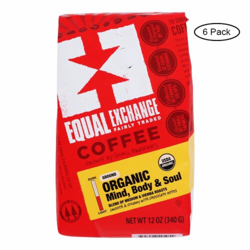 Equal Exchange Organic Drip Coffee - Mind Body and Soul - Case of 6 - 12 oz. Perspective: front