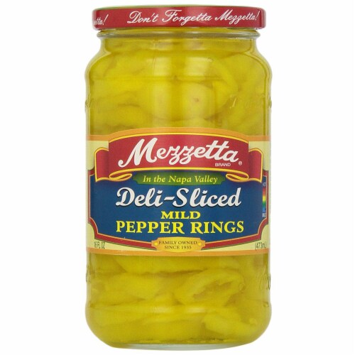 Mezzetta Mild Deli - Sliced Pepper Rings - Case of 6 - 16 Fl oz. Perspective: front