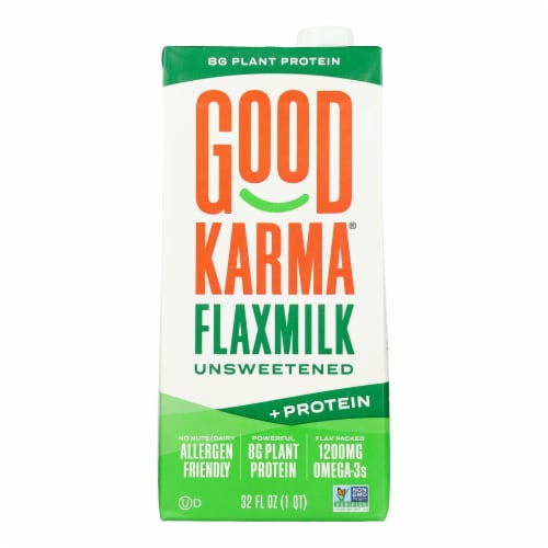 Good Karma Flax Milk - Protein - Vanilla - Case of 6 - 32 fl oz. Perspective: front