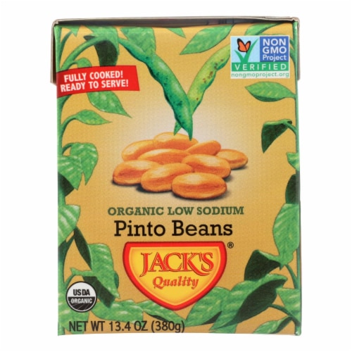 Jack's Quality Organic Low Sodium Pinto Beans - Case of 8 - 13.4 oz. Perspective: front