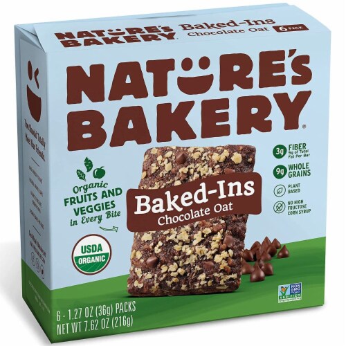 Nature's Bakery Chocolate Oat Baked-In Bars - Case of 6 - 6 /1.27oz. Perspective: front