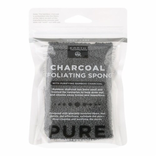 Earth Therapeutics Body Sponge - Purifying Vegetable - Medicinal Charcoal - 1 Count Perspective: front