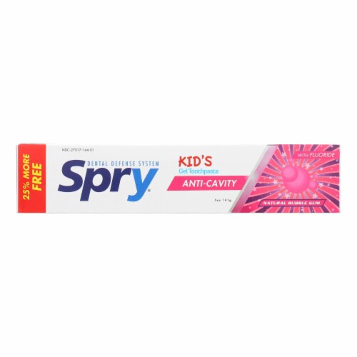 Spry Toothpaste - Kids - Bubblegum - Flouride - 5 oz Perspective: front