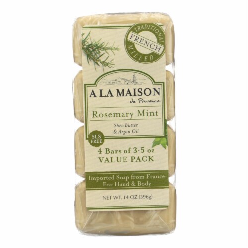 A La Maison - Bar Soap - Rosemary Mint - Value 4 Pack Perspective: front