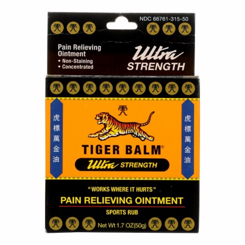 Tiger Balm Pain Relieving Ointment Ultra Strength - Non-Staining - 1.7 oz. Perspective: front