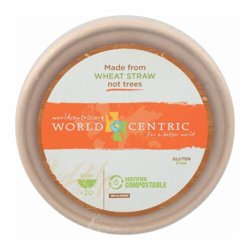 World Centric Wheat Straw Bowl - Case of 12 - 20 Count Perspective: front