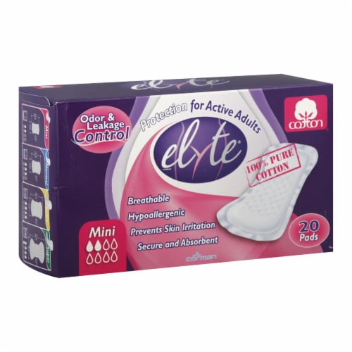Elyte Light Cotton Incontinence Pads - Mini - 4 in x 8 in - 20 Pack Perspective: front