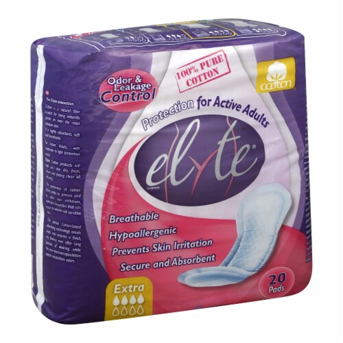 Elyte Light Cotton Incontinence Pads - Extra - 5 in x 13 in - 20 Pack Perspective: front