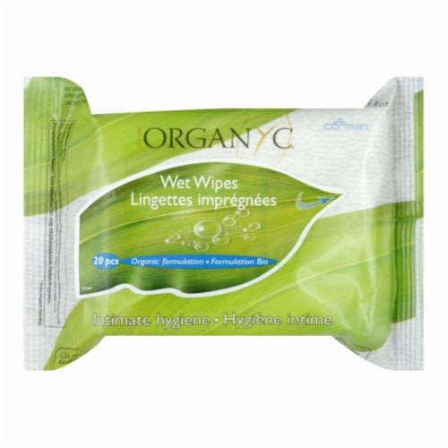 Organyc Intimate Hygiene Wet Wipes - 20 Pack Perspective: front