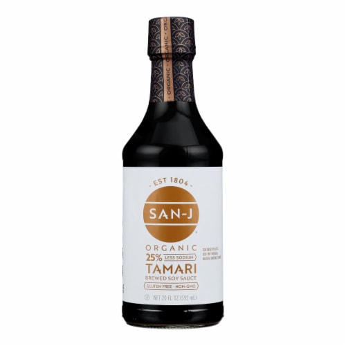 San - J Tamari Soy Sauce - Case of 6 - 20 Fl oz. Perspective: front