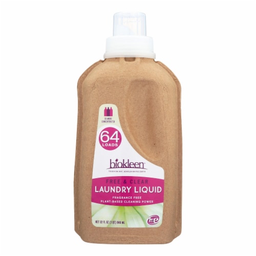 Biokleen Laundry Liquid - Free and Clear - Bio - 32 oz - Case of 6 Perspective: front