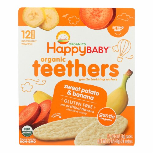 Happy Baby Teethers - Organic - Gentle - Banana and Sweet Potato - 1.7 oz - case of 6 Perspective: front