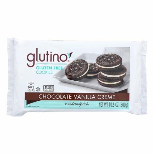 Glutino Vanilla Creme Cookies - Case of 12 - 10.5 oz. Perspective: front