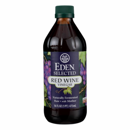 Eden Foods Raw Unfiltered Red Wine Vinegar - Case of 12 - 16 fl oz. Perspective: front