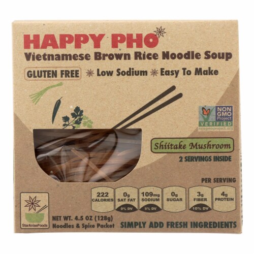 Star Anise Foods Soup - Brown Rice Noodle - Vietnamese - Happy Pho - Shiitake Mushroom Perspective: front