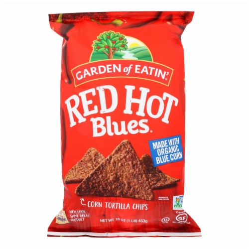Garden of Eatin red Hot Blues Tortilla Chips Perspective: front