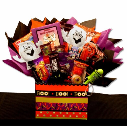 Boo Mania Halloween Bouquet- halloween gift basket Perspective: front