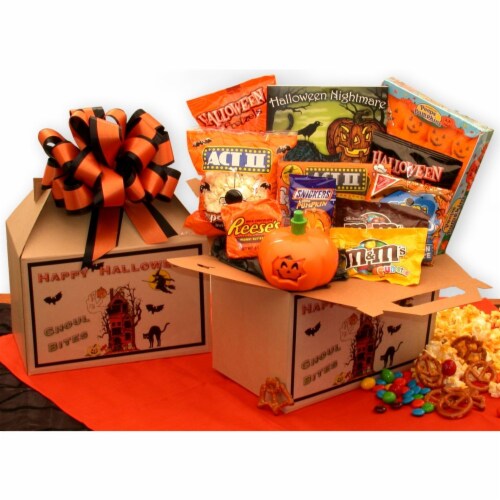 Ghoul Bites Halloween Care Package- halloween gift basket Perspective: front