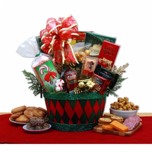 A Holiday Affair Gift Basket- Christmas gift basket - Holiday Gift Basket Perspective: front