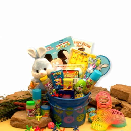 Little Bunny Blue Easter Fun Pail - Easter Basket for child Perspective: front