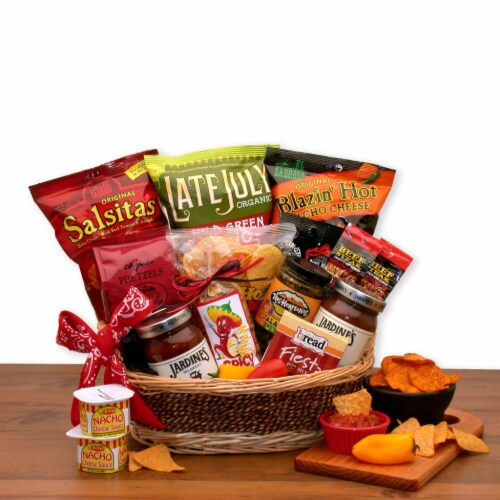 A Little Spice Gourmet Salsa & Chips Gift Basket - Salsa gift basket Perspective: front