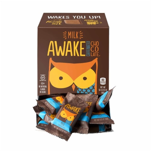 AWAKE Caffeinated Chocolate Bites, Milk Chocolate Energy Snack Perspective: front