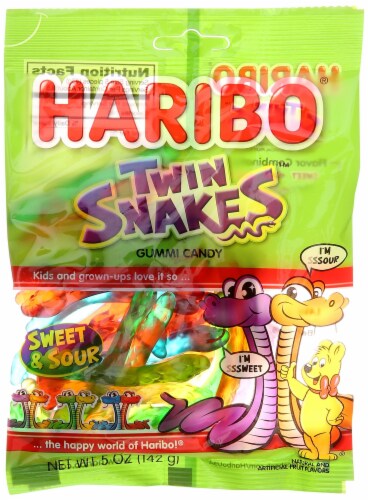 Haribo Twin Snakes Gummies Bag, 5 oz Perspective: front